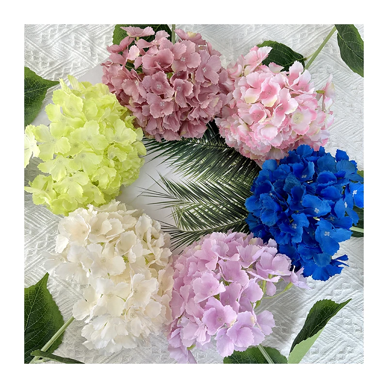 Factory Wholesale Faux real touch hydrangea flower TIANYUAN Large Single stem Hydrangea Cloth Handmade Artificial Flowers