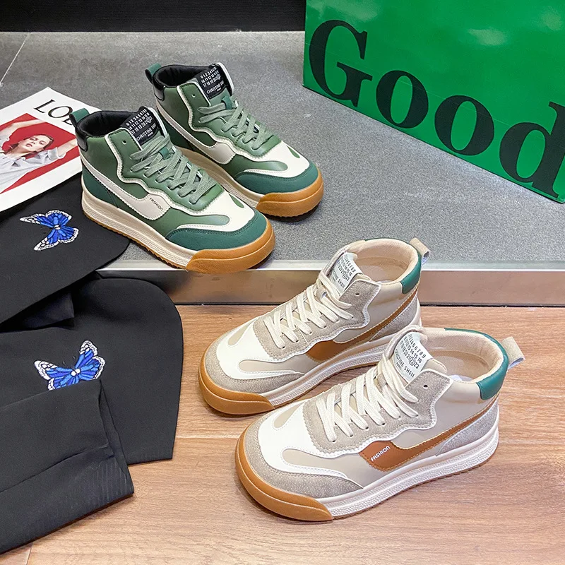 High top sneakers women autumn 2022 new thick-soled net red casual old shoes