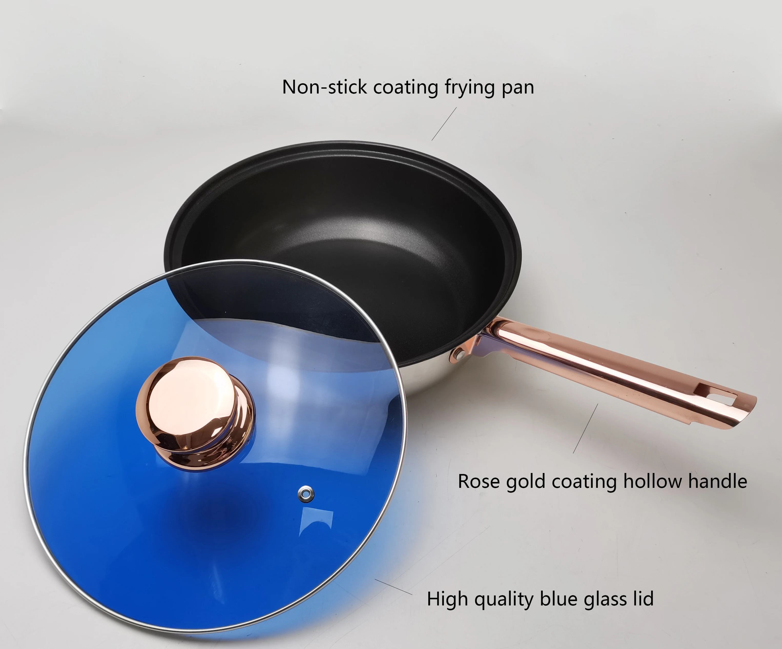 Luxury Non stick cookware set 12 pcs Cooking Pots Set With Champagne Gold Flat Steel Handle Stainless Steel Cookware Sets