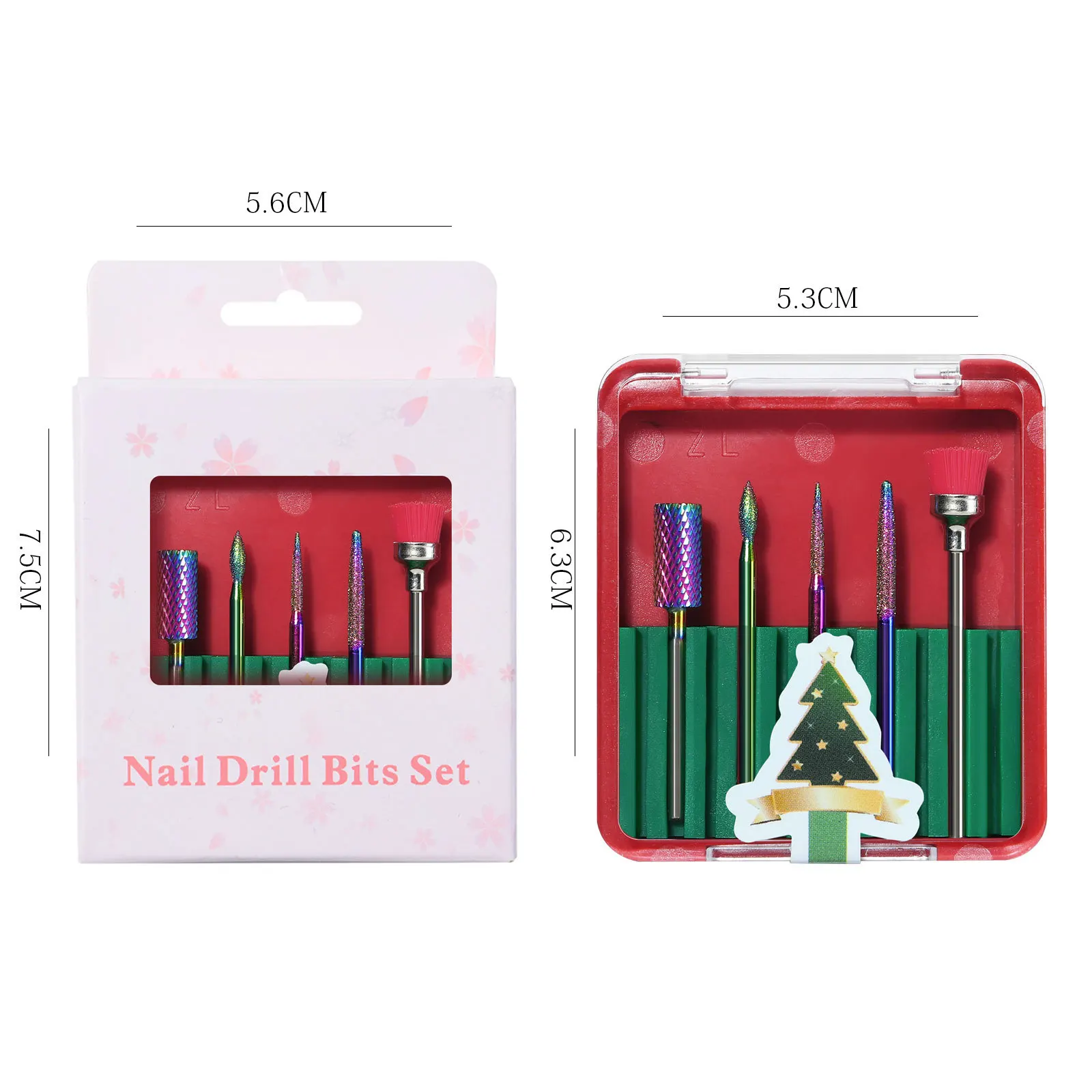 
New Christmas Polishing Head Nail Removal 5 Pcs/ set Manicure Nail Art Tools Tungsten Steel Nail Drill Bits Set 