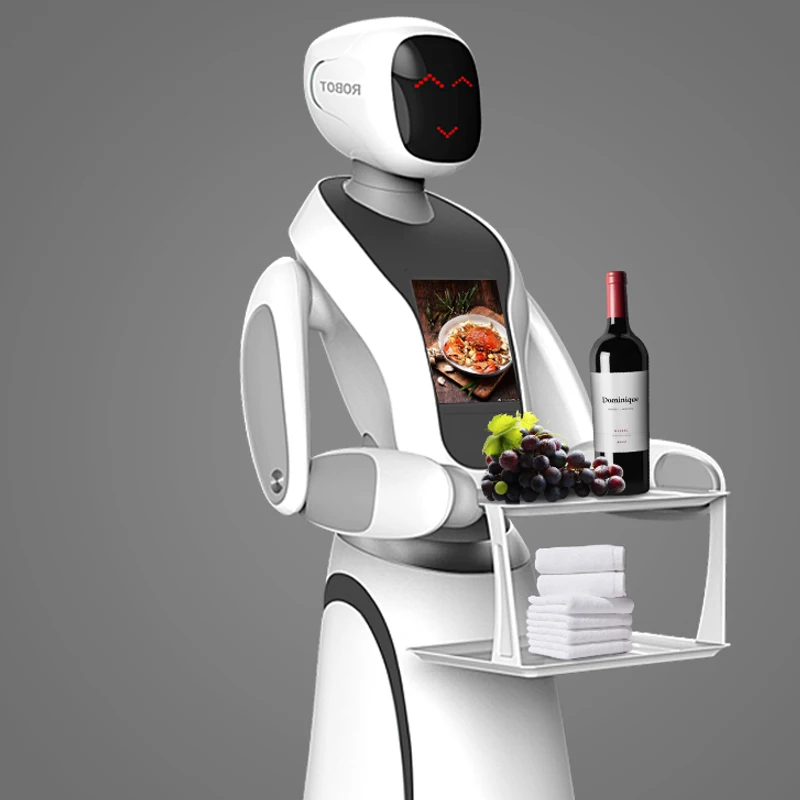 Hot Sell Humanoid Robot Delivery Food AI Robot With Big Screen Service Robot For Restaurant Waiter