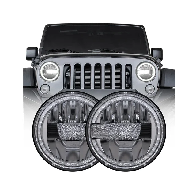 Newest 7 Inch Round Led Headlights Halo Headlight with DRL Hi/ Lo Beam for Jeep Wrangler JK LJ CJ TJ