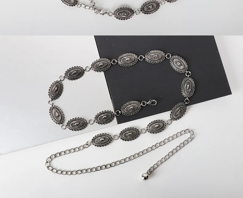 Fashion Costume Accessories Metal Chain Belt for Women Waist Chains for Dresses Jeans Western Cow Girl