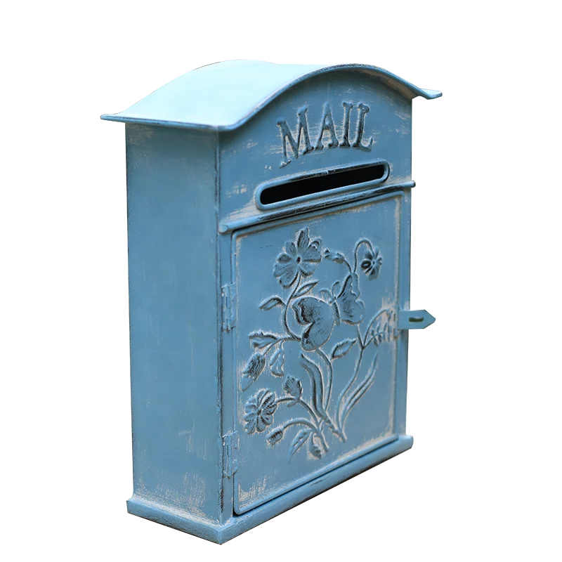 Weathered Metal mailbox wall mount Distressed letterbox Vintage Post Box outdoor decoration
