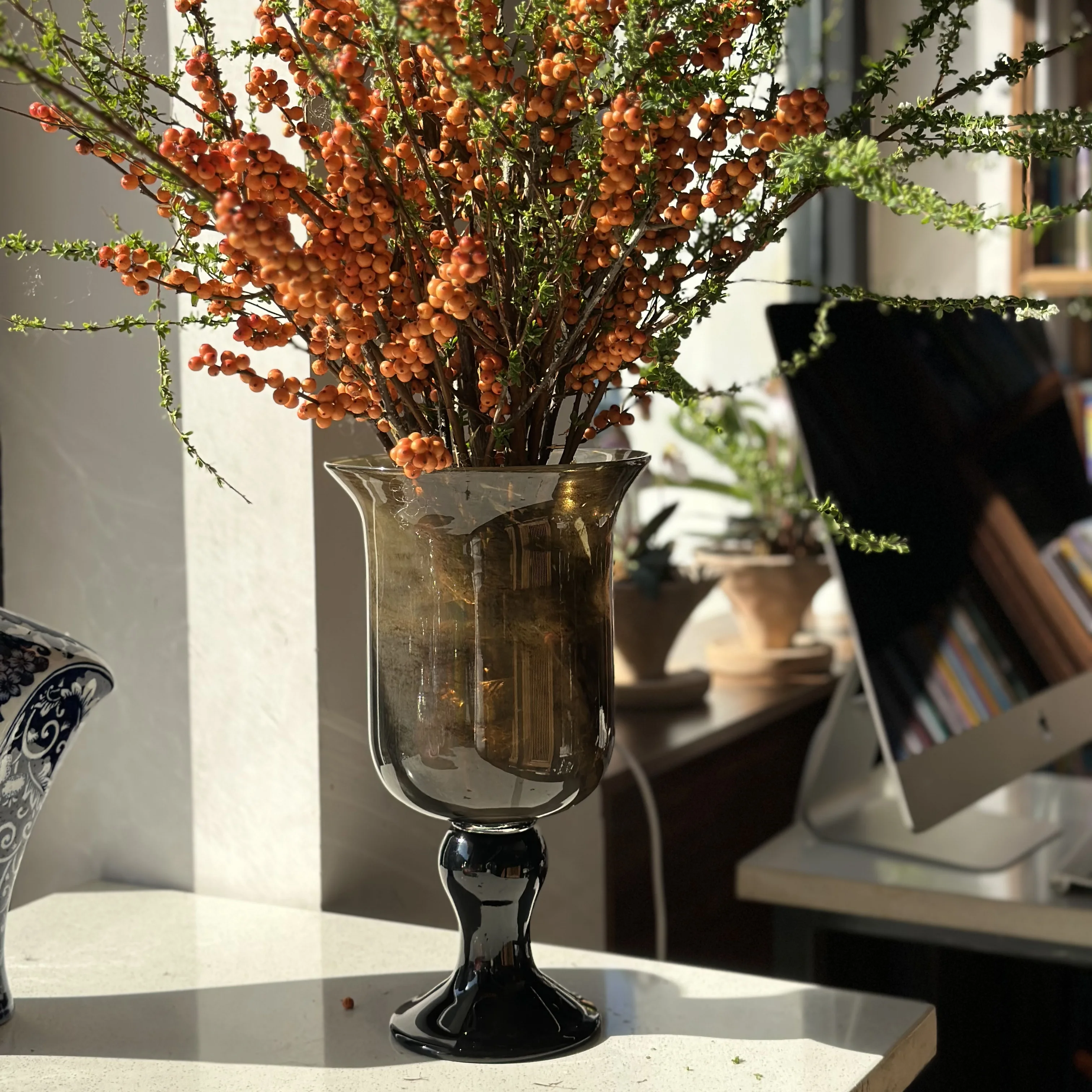 Bixuan Handblown Glass Vase Home Decor Table Centerpieces Candleholder Lantern Shape Maillard Brown Colorful Glass Flower Vase