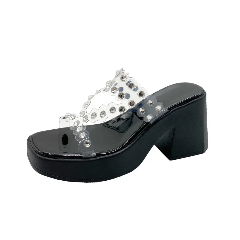 Liu Ming New Arrivals Wholesale 2024 Designer Women Beach Platform Wedges Crystal High Heels Shoes Sandals
