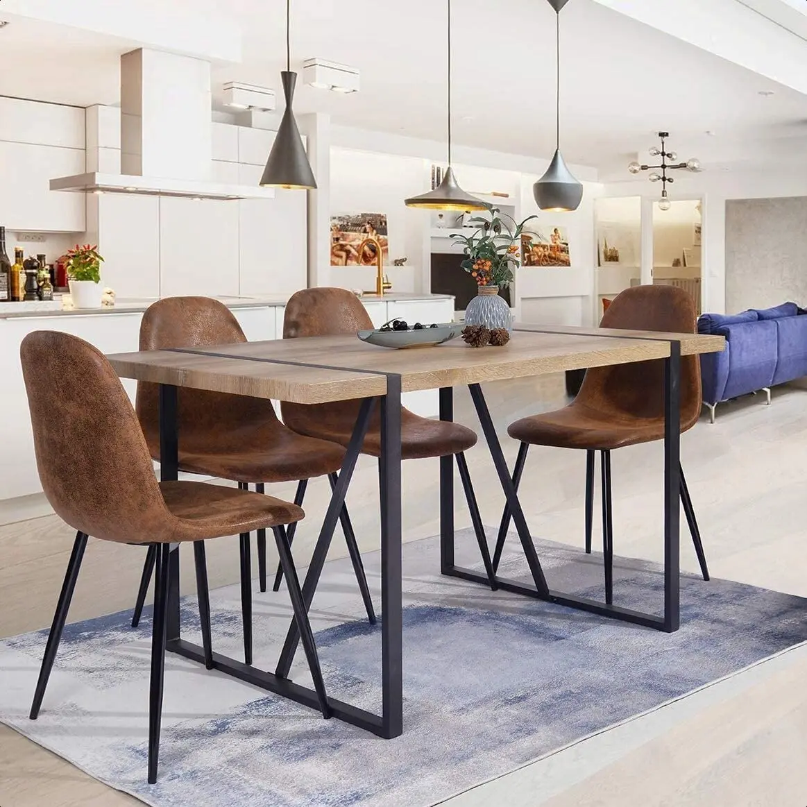 Hot sale MDF Panel Table Top 4 chair Sets Wood/velvet Chair Home Furniture Modern Dining chairs