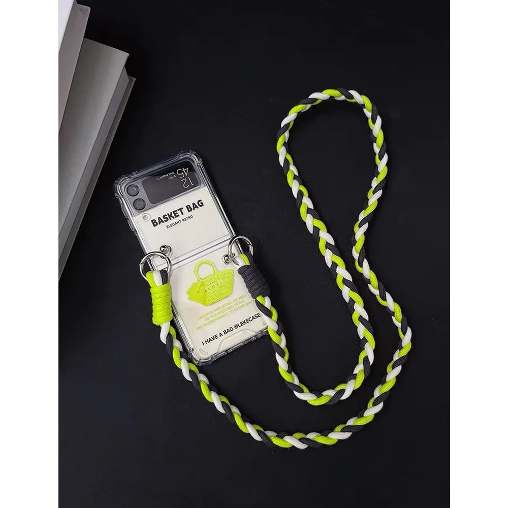 Hand Woven Rope Mobile Phone Lanyard Crossbody Three Strand Band for Bag Colorful Shoulder Strap DYI with Braid Rope Tide