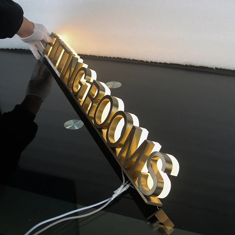 Stainless Steel Light Store Front Logo Business Retail Signboard Sign Illuminated  Channel Letters Making Advertising Sign Led