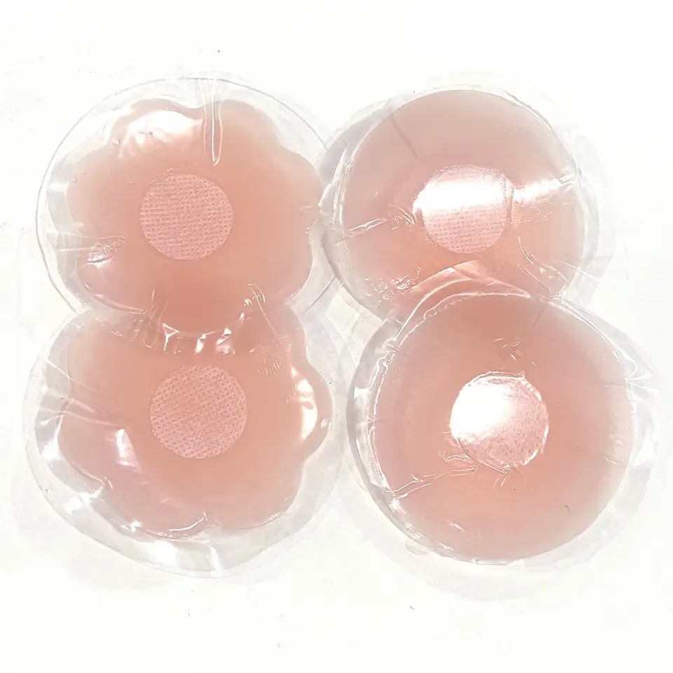 Reusable Nude Round Anti-convex Nipple Sticker Adhesive Breast Petals Silicone Nipple Cover for Women