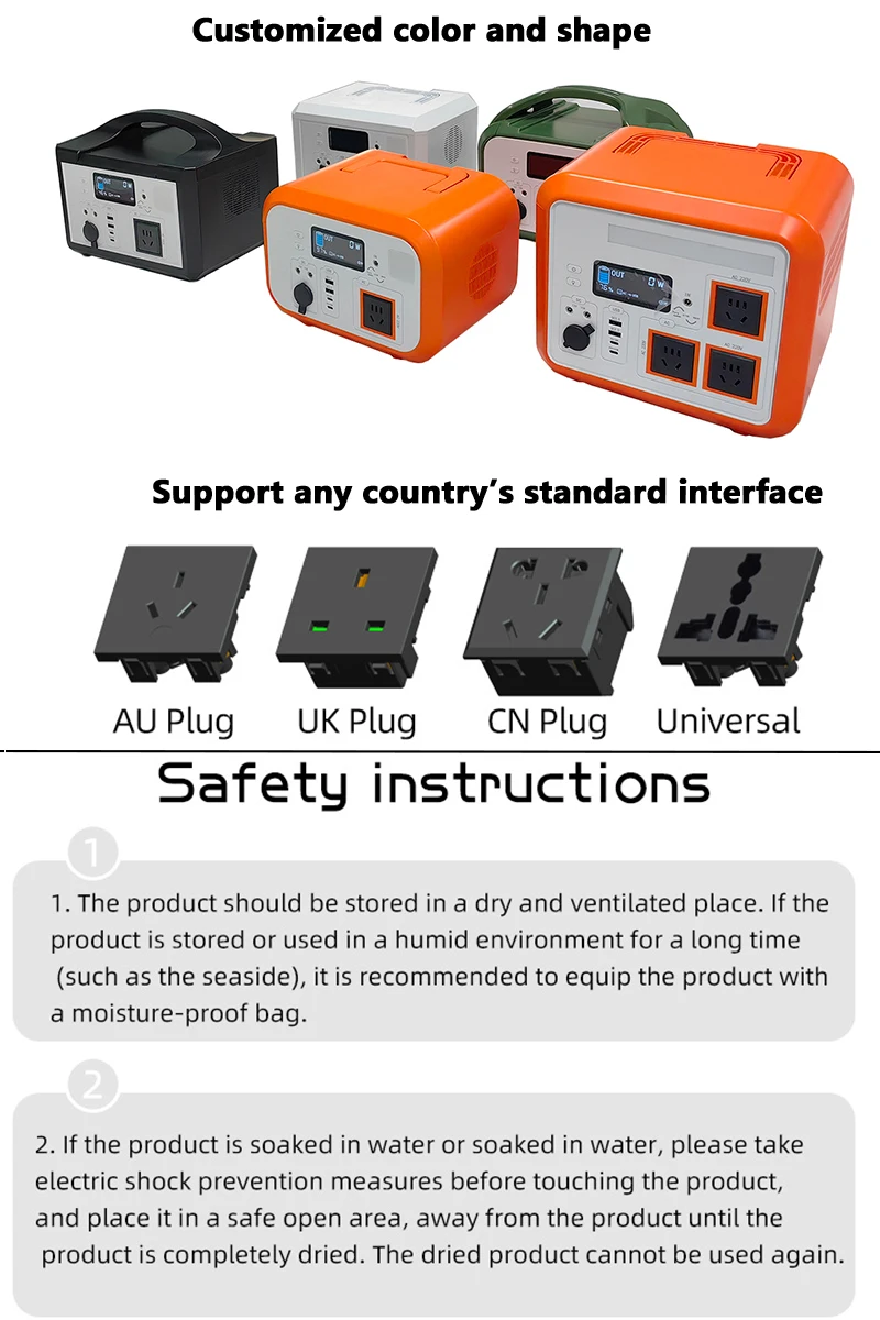 Eu 220v 110v 1000w energy outdoor portable power station 6000 cycle life with solar panel for camping home