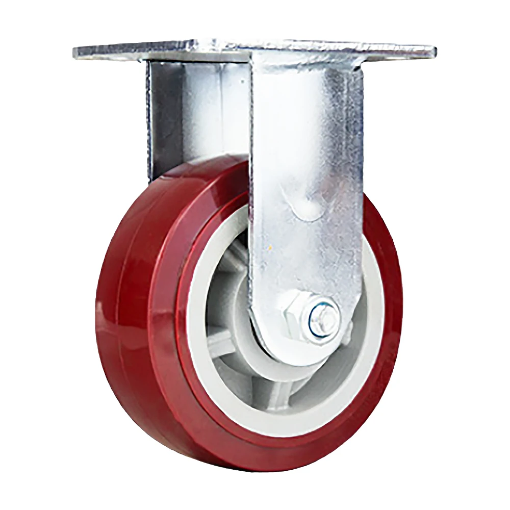 red 4 inch PU rubber 250 kg load capacity high quality swivel removable caster low noise casters and wheel