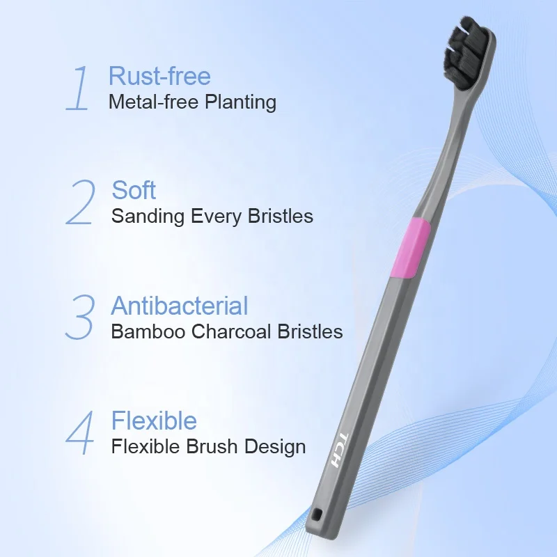 Metal-free Super Soft Toothbrush 10000 Natural Bamboo Charcoal Bristles Toothbrush
