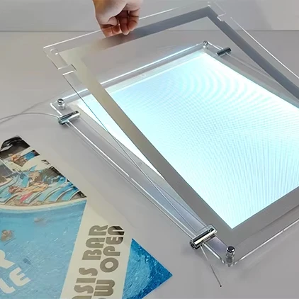 Slim Window Lightbox Double Side LED Light Panel Illuminated Magnetic Cover With Hanging Cables for Window Display