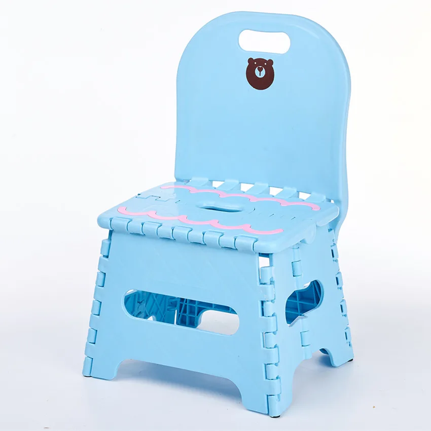 
New design plastic kids plastic folding stool with handle and with backrest baby sitting chair foldable stool with lazy back 