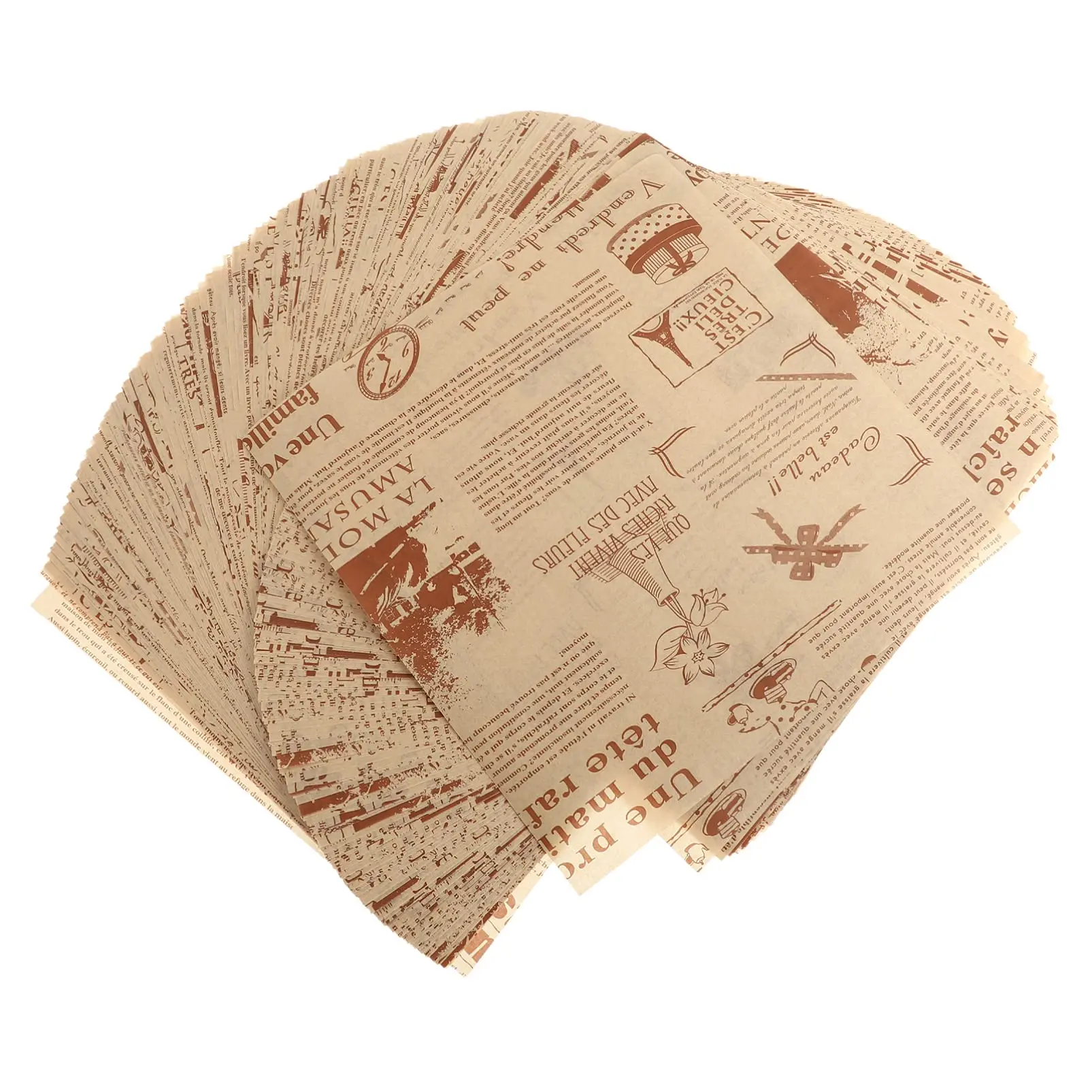 Customized Disposable Printed Kraft Paper For BBQ Takeout Food Packaging Paper Cake Baking Food Packaging Paper