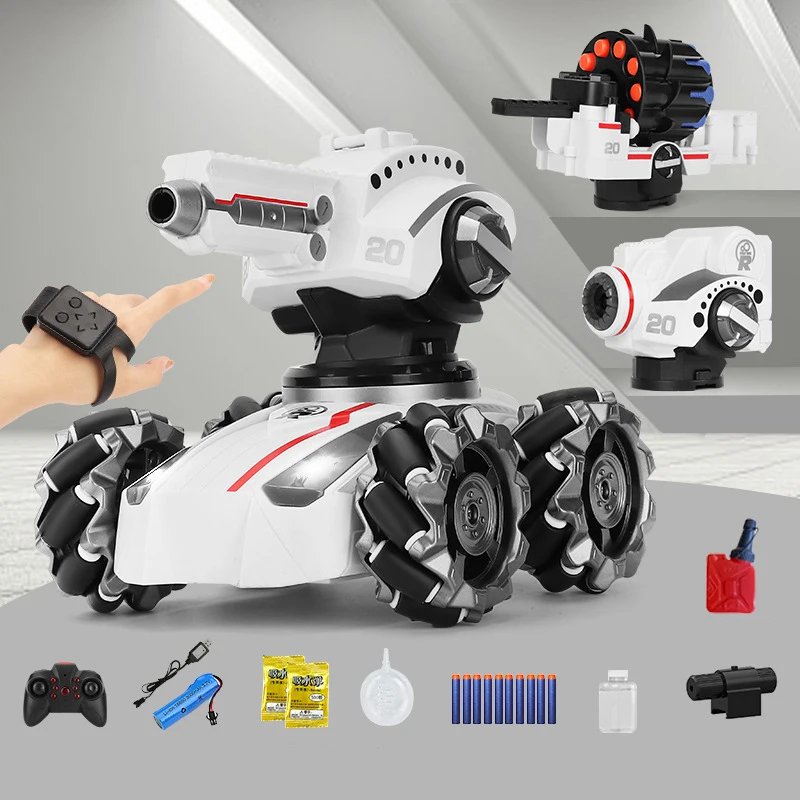 Tiktok Hot Sell 2.4G Radio Control Tank 3 In 1 Shoot Water Ball Bubble Soft Bullet  360 Degree Spin RC Car Toys