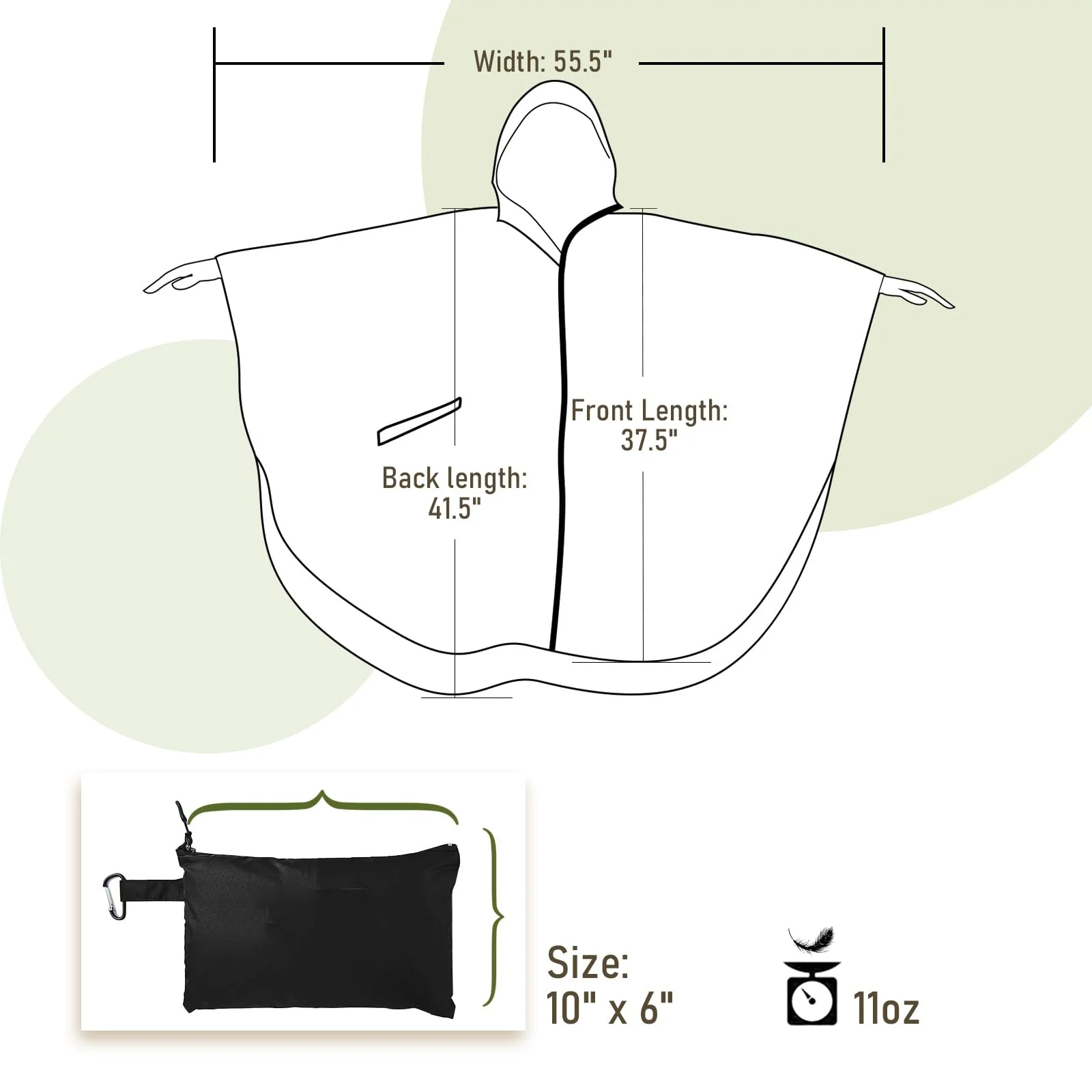 SaphiRose Unisex Rain Poncho Raincoat Hooded for Adults Women with Pockets