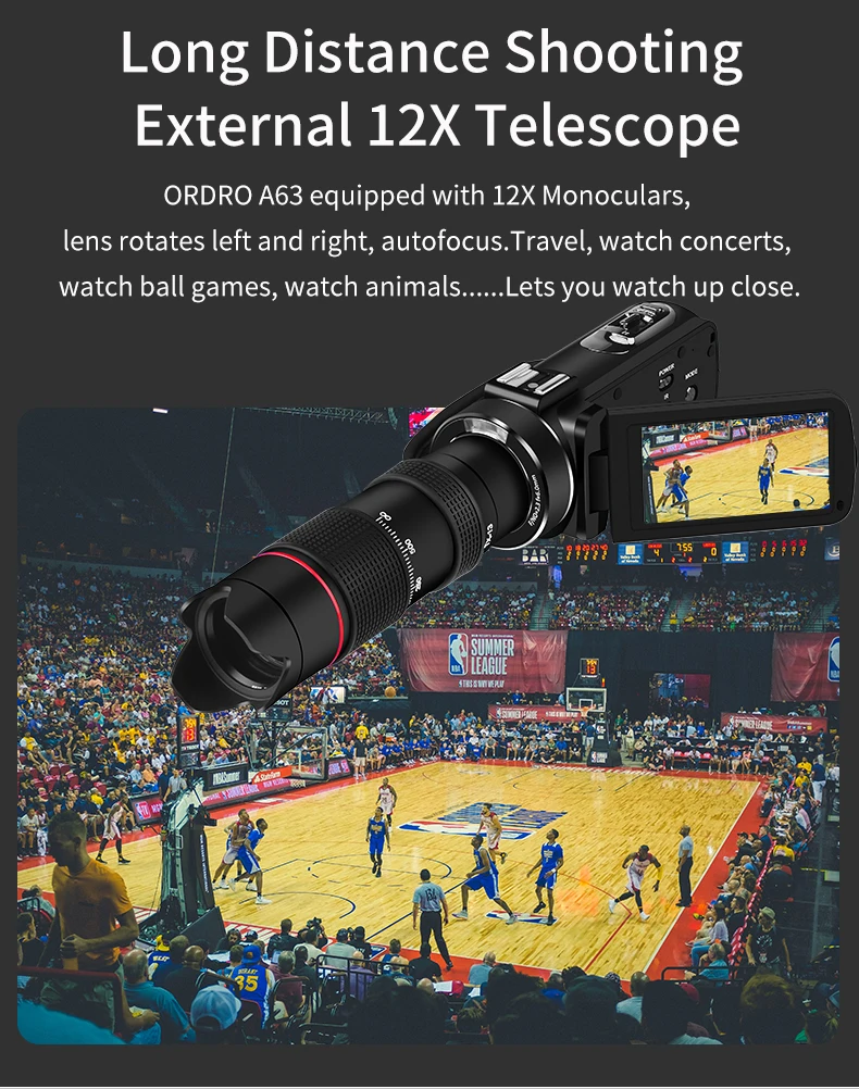 Z63 Digital 2K FHD Microphone Camping Camcordrers IR Night Vision Video Camera