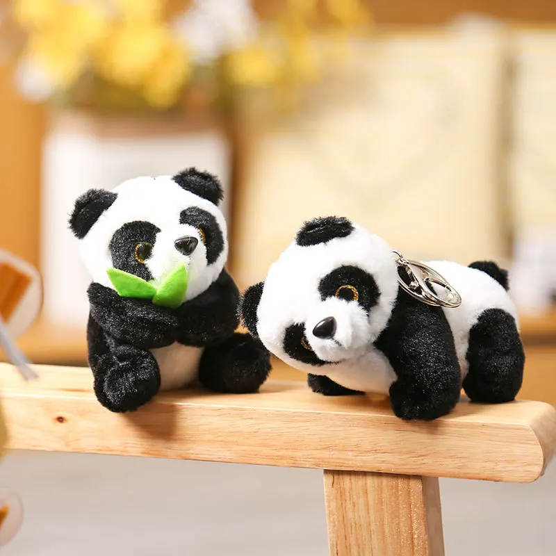 kawaii Custom Cartoon Panda mini Plush keychain toys Dolls Pendant Cute Stuffed Animals Panda Keychain Plush Panda diy bag charm