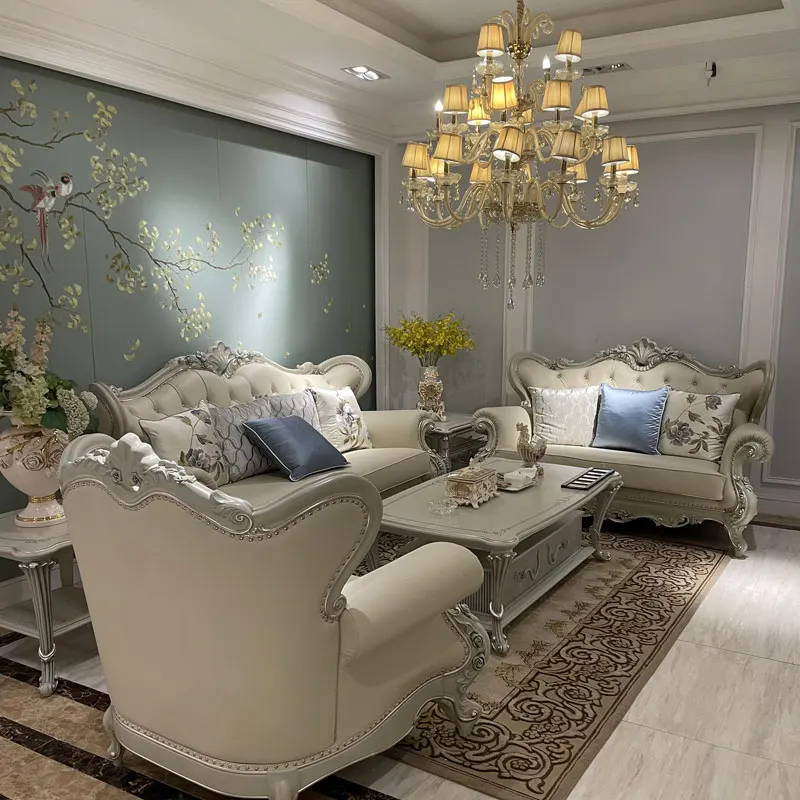 High Quality Household Furniture Luxury U Shape French Style Living Room Sofa Set with Color Custom