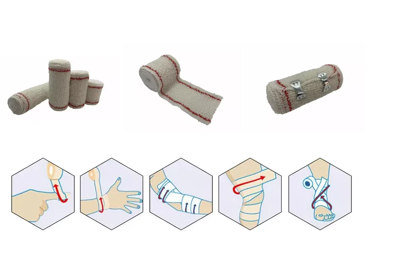 Hongan 100% cotton crepe bleached cotton elastic bandages wrinkle bandage used for First Aid Wound Care