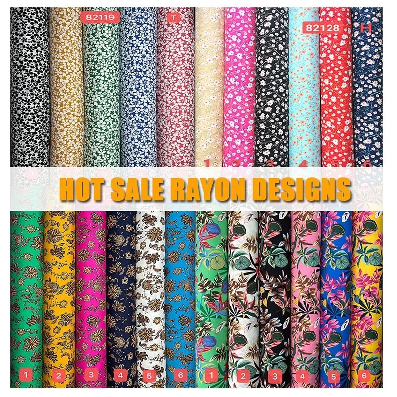 Factory Newest Hot Sale Designs Customized Printed Print 100 Rayon Viscose Fabric  with Low MOQ