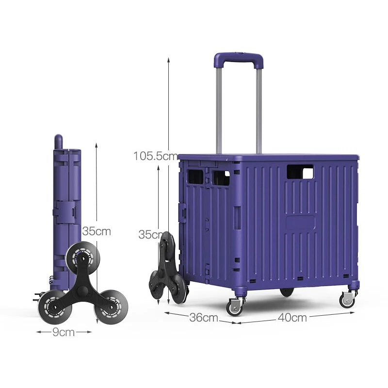 Easy Climbing Stair Eight Wheels Plastic Rolling Folding Cart, Foldable Trolley, Hand Cart Shopping Cart Shopping Trolley 50kg