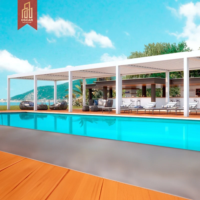 High Performance Luxury Style Garage Wall Mounted Pavilion with Zip Blind Sheet Pergola