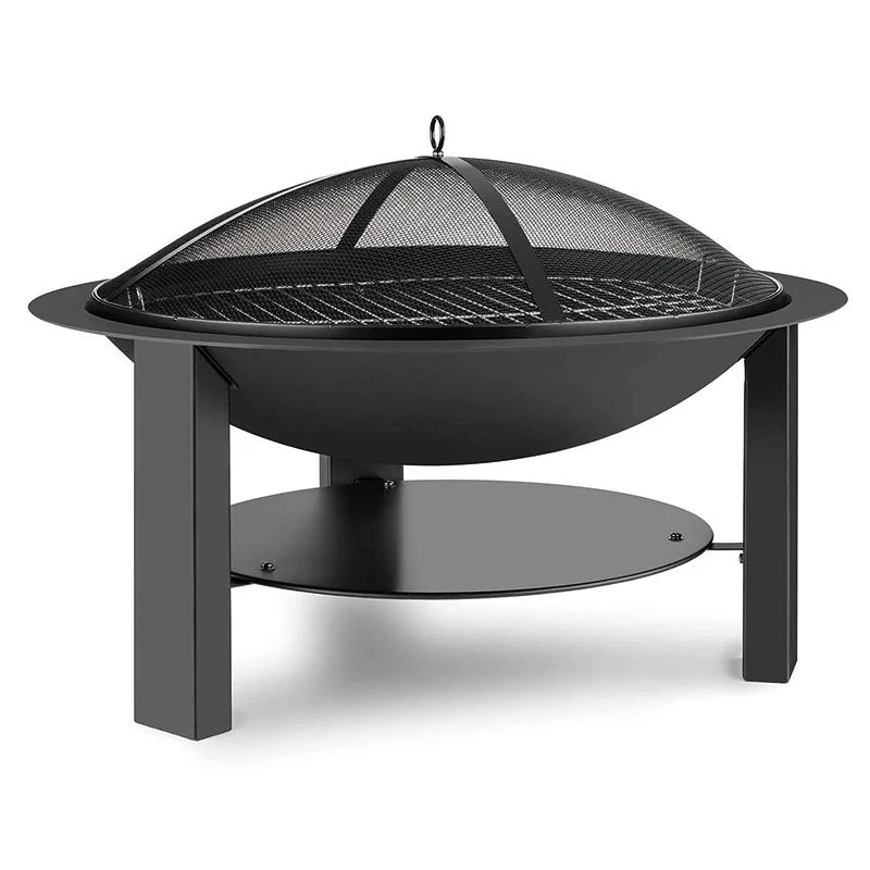 30 Inch Weather Resistant Round Fire Bowl Solid Cast Iron Garden Wood Burning Brazier Fire Pit