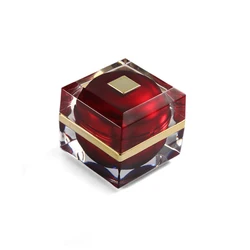 New design 10g High Quality  red Square Packaging Cream Container Acrylic Cosmetic plastic empty face  Cream Jar