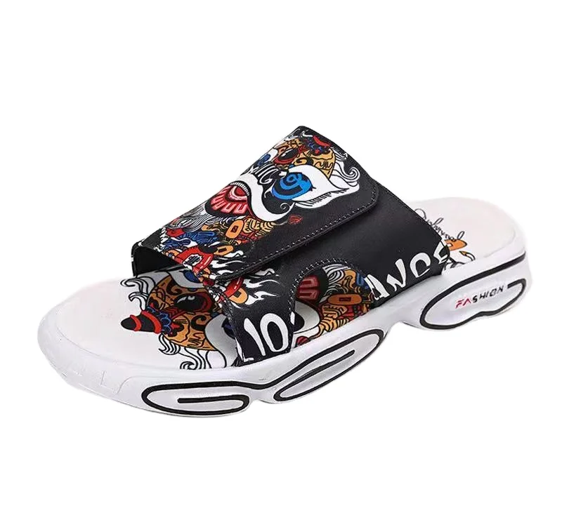 Popular Chinese-style Lion Dance Men Slippers Summer Outdoor Platform Sandals Trend Beach Shoes