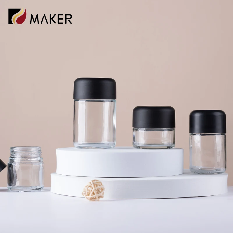 Brand New High Quality Custom Food Grade Base Plastic Cap Cream Jar Child Resistant Glass Rosin Jar For Jeeter With Lids