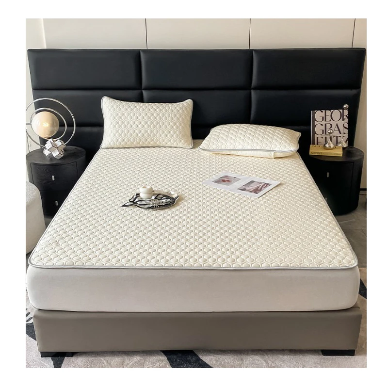 Cooling Ivory/Grey Latex Mattress Pad Summer Cool Sleeping Pad Latex Sleeping Pad Bed Set Folding Mattress Cover (150x200cm)