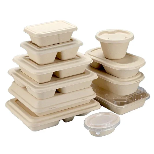 Heepack Food Container Biodegradable Disposable Compostable Sugarcane Bagasse Paper Pulp Bowl 12oz 24oz 32oz