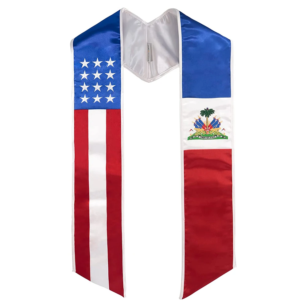 New Cheap Printing USA and Venezuela Flag Pattern Two Mix Flag Honor  Ribbon Used By Students To Celebrate Graduation