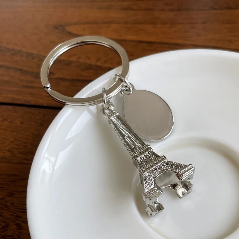 2024 Paris Eiffel Tower Keychain Custom metal car keychain Gift free engraved pendant keychain