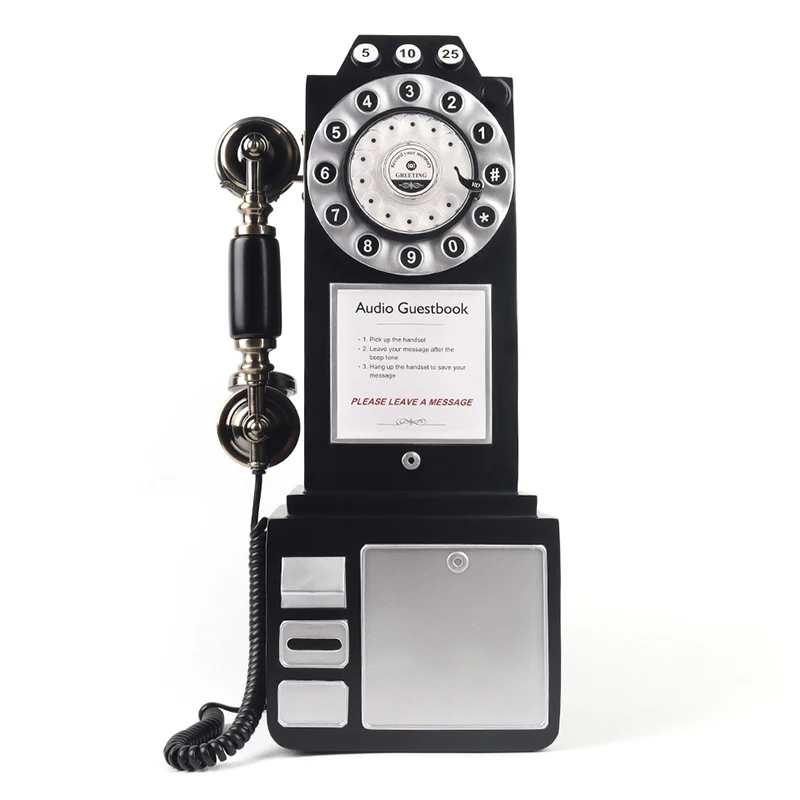 Vert design wedding audio guestbook with telephone booth stand