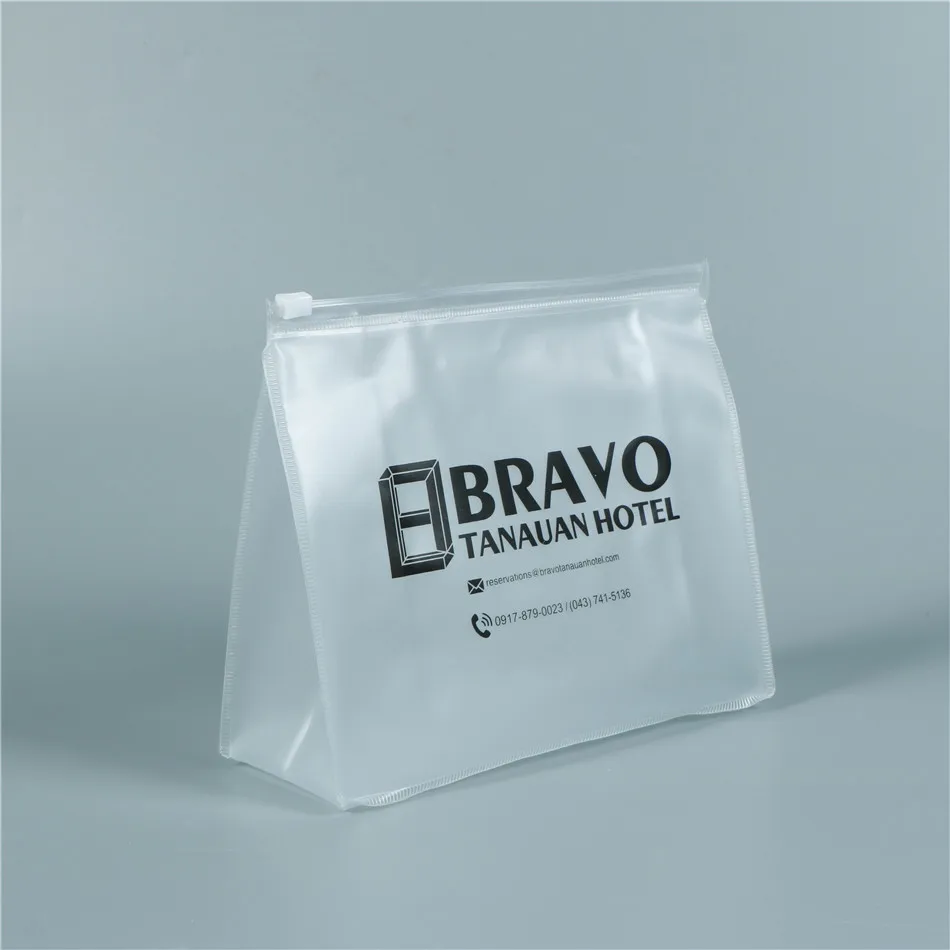 Custom Frosted PVC Slider Zip Lock Stand up Pouch Bag Translucent EVA Zip Bag For Skin Care Bottles Cosmetic Toiletry Packaging