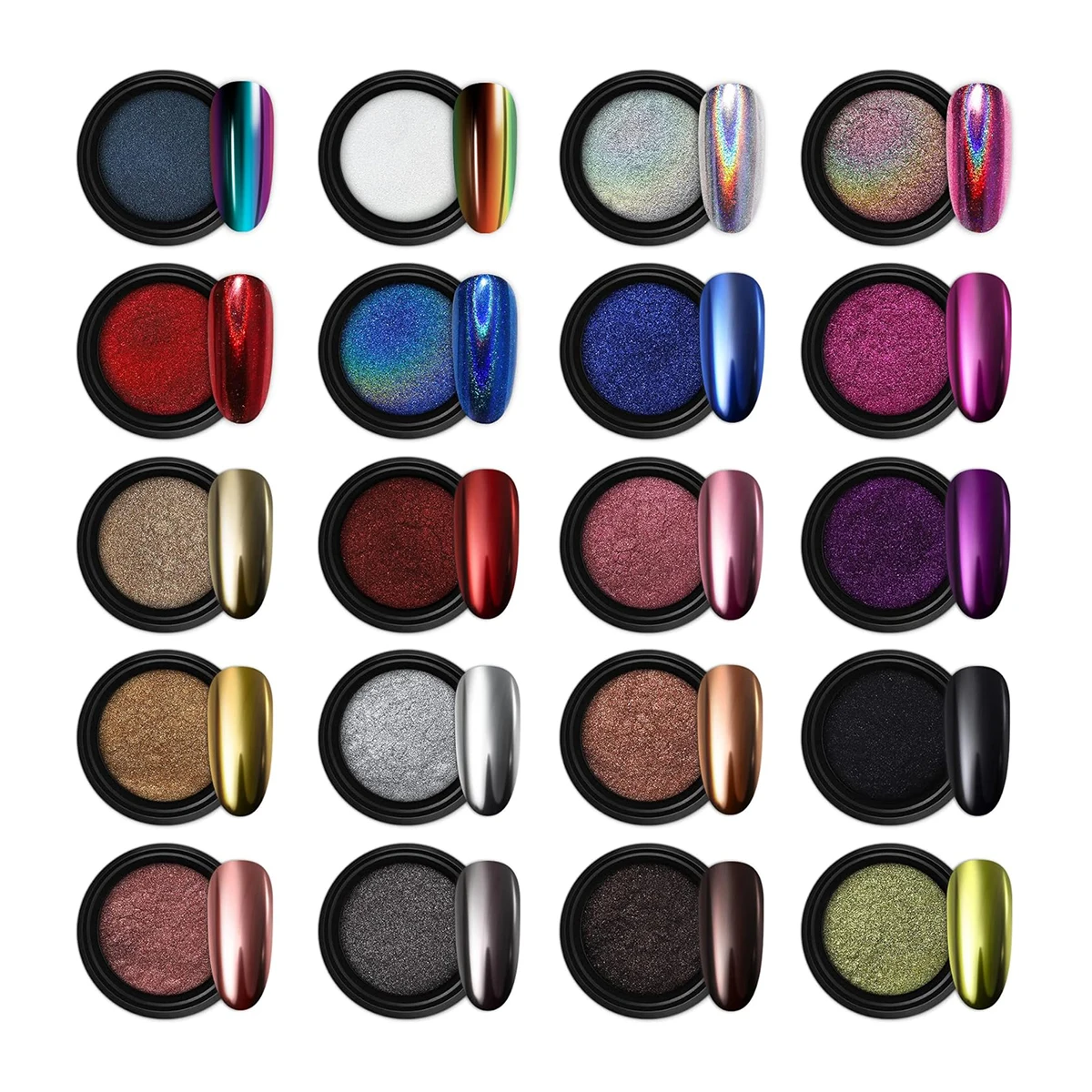 Wholesale Glitter Magic Mirror Nails Pigment Powder 20 Colors Magic Metallic Mirror Chrome Nail Powder