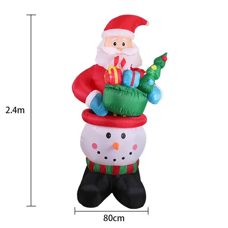 
Лидер продаж, 2,4 м, уличные украшения, надувной подарок, снеговик, рождество, санта-клаус 