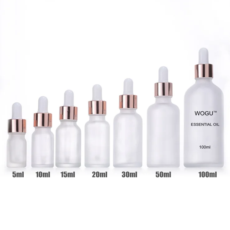 10ml 30ml 50ml 100ml matte frosted skincare glass dropper bottles essential oil bottle with rose gold dropper top