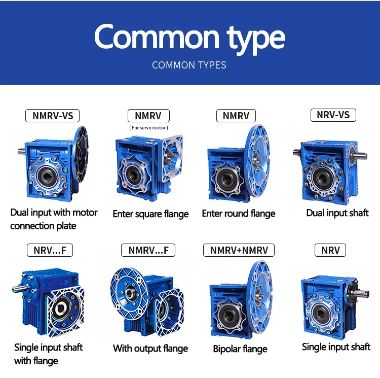 NRV VS50 Industrial Use Rv Series 0.2-1.6kw 5-100 Ratio Worm Gearbox Electric Motor Speed Reducer with 14-186.7rpm