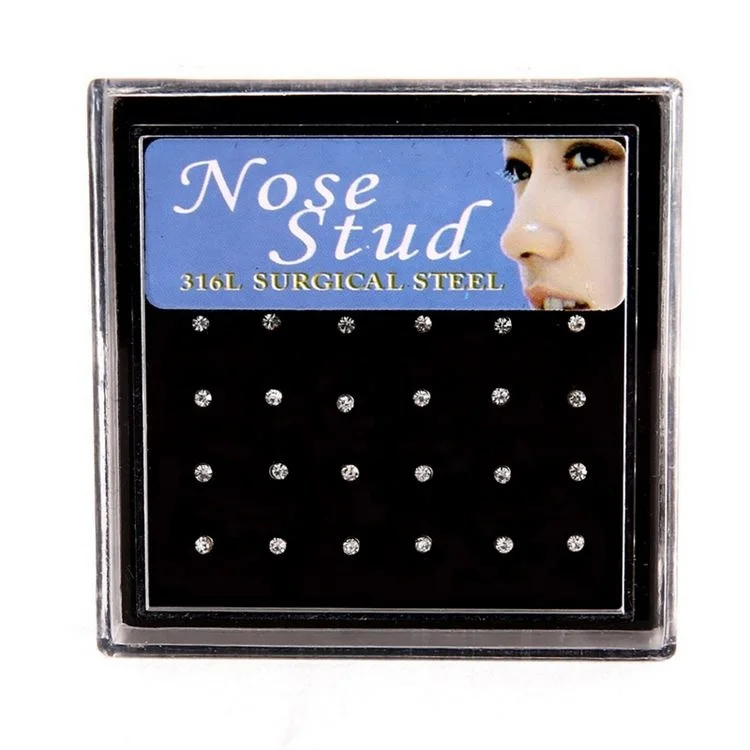 Fashion Charm Daily Steel White Multicolor Rhinestone Piercing Body Nose Ring Lip Studs Jewelry For Women