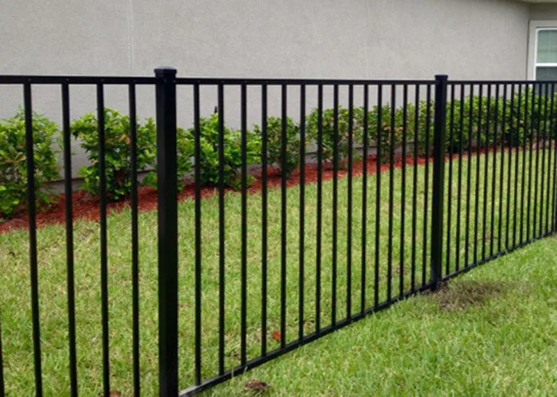 free sample flat top steel picket fence with powder coated in black color design