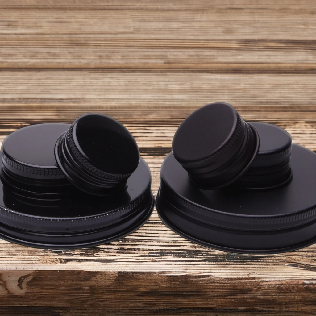 Low Price 47mm Aluminum Screw Cap Lid Black Metal Jar Cap MOQ 100pcs