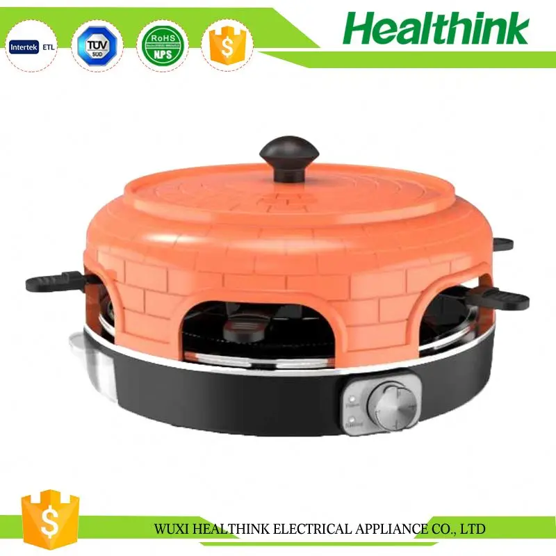 2000W electric bbq pizza grill, raclette function with 6 small pans