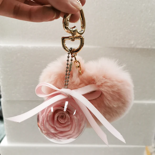 Wholesale heart and key keychain heart shape keychain flor preservada llavero sublimation heart keychain