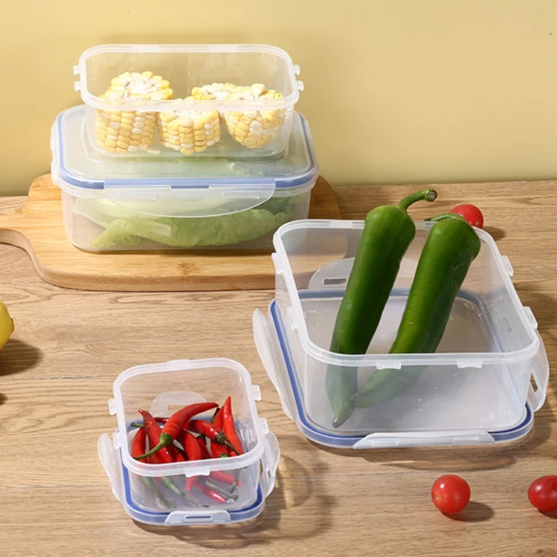 Large capacity Kitchen picnic food Storage Container microwave safe leakproof plastic crisper box 3PCS set