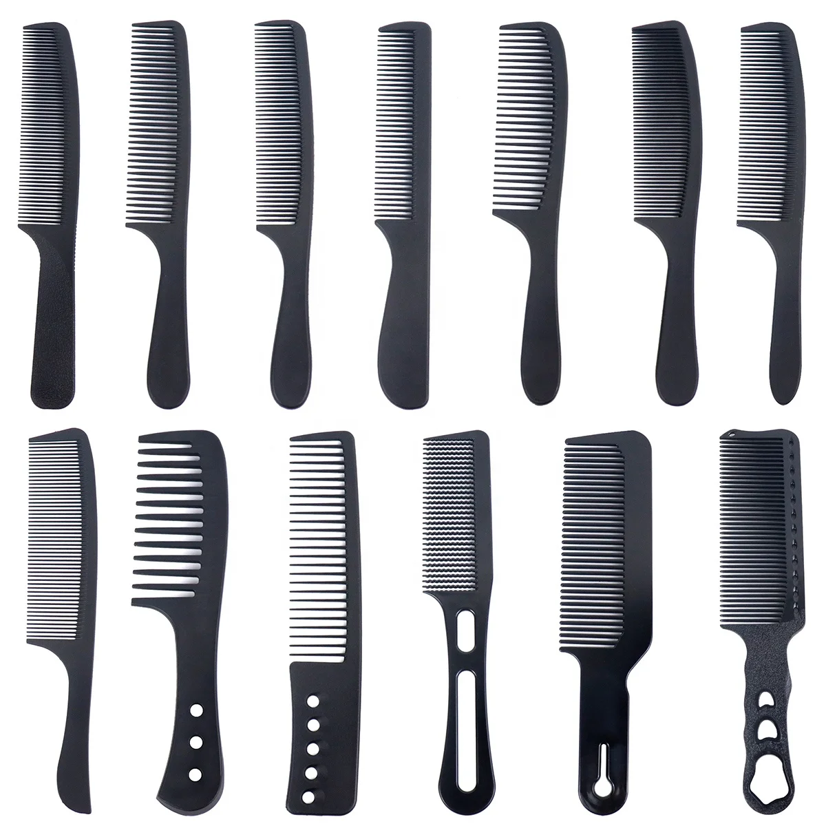 Wholesale Salon Hairdressing Barber Hair Cutting Comb Black Straight Hair Combs Pro Plastic Anti Static Carbon Fiber Comb